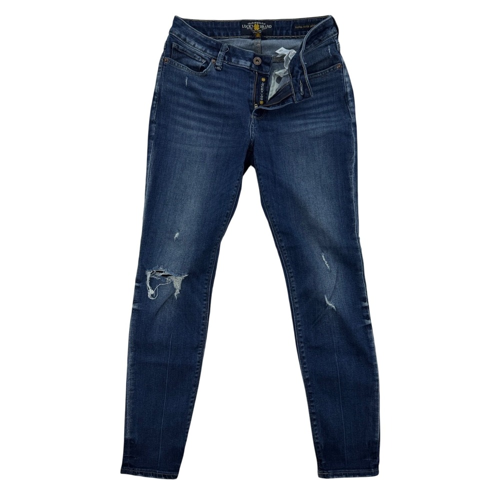 Lucky‎ Brand Sasha Super Skinny Jeans Women's 8 / 29 Distressed Dark Wash Denim